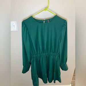 Green Long Sleeve Dress Button Cuff Elegant Size L